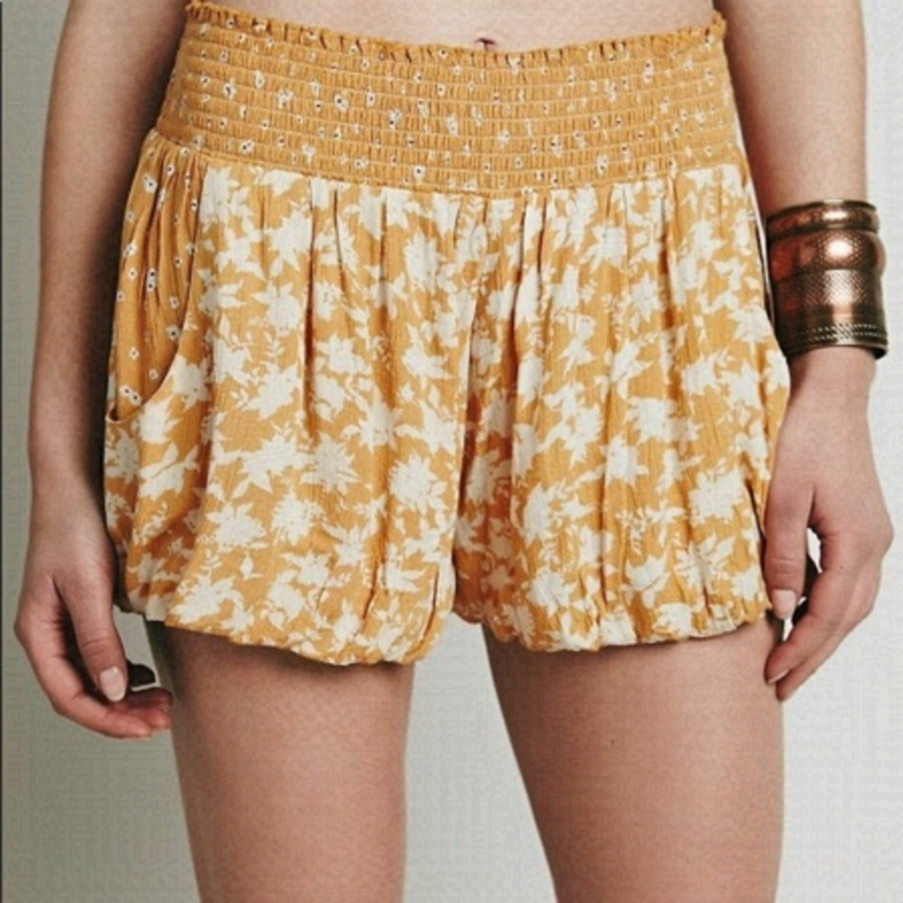 FREE People Bubble Hem Black/Cream Floral Shorts